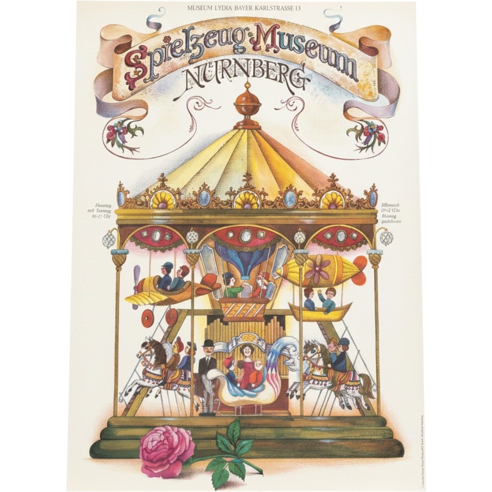 Spielzeugmuseum Nürnberg Poster Fritz Henry Oerter 33x23 Cream Good Carousel Art